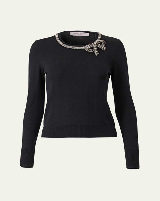 Crystal Bow Crewneck Sweater